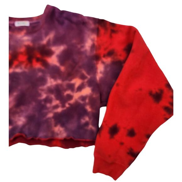 Neema California Chloe Red Purple Crop Pullover Sweatshirt M Tie-Dye Sun Washed - Picture 7 of 14